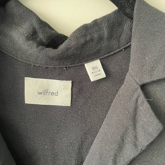 Aritzia Wilfred Tulum Button Front Collared Long Sleeve Casual Blouse Black XXS - Picture 6 of 8